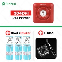 스티커사진기계Peripage A6 미니 휴대용 감열식 포토 프린터 304dpi 포켓 라벨 스티커 메이커 블루투, 14 Red 3Sticker Case