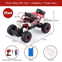 RC몬스터트럭 오프로드RC카 트라이얼 몬스터트럭 4WD 1:12 / 1:16 RC 자동차 Led 조명 2.4G 라디오 원격 제어 버기 오프로드 트럭 장난감, 37CM Red 1B Plastic