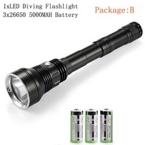 LED 수중랜턴 초고휘도 방수후레쉬 다이빙 해루질써치 써치라이트 선박 스쿠버 작업등, 패키지 b, 노란불