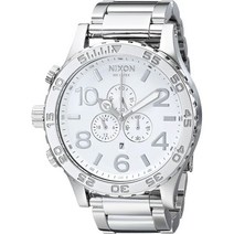 Nixon 51-30 크로노 100m 방수 남성용 시계(XL 51mm 시계 페이스/25mm 스테인리스 스틸 밴드) 올 블랙 스탬프 51-30