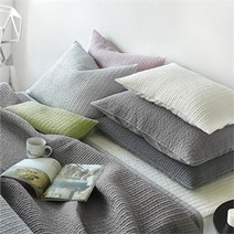 쁘리엘르 마일드 피그먼트 아사 누비 베개커버 50x70, 아이보리/웜그레이
