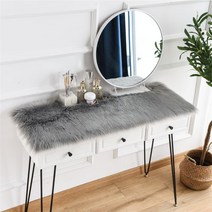 로렌사 라쿤 에코퍼 양털매트 테이블 화장대 쿠션 7종 콘솔 화장대 직사각 정사각 퍼매트, 30x60 직사각형, C 그레이