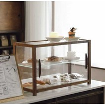 우드쇼케이스 원목 빵 디저트 베이커리 진열장 카페, 1단 다크브라운