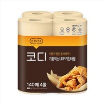 코디 기름먹는 천연펄프 키친타올 140매, 2팩, 4롤