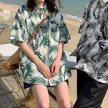 해외여행 여름 휴가 비치 웨어 루즈핏 커플 반팔 티셔츠