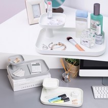 데스크 오피스 책상 화장대 소품 화장품 정리 수납 보관 함 트레이 진열 대 사무 문구 학 용품 타워 소지품 쥬얼리 디피 악세사리 쟁반 받침대, 색상, 그레이