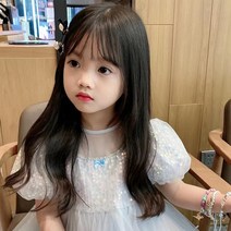 하이유니 네츄럴웨이브 펌 롱 헤어 긴머리 아동용 가발, 네츄럴블랙 - 통가발+거치대+가발망