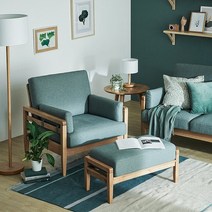 한샘몰pick 더메이드 키노kino 원목소파_1인, 내추럴패브릭(기본형) / 보태닉그린(B)