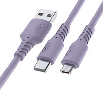 듀얼 마이크로 USB 타입 C 충전 케이블 전화 용 고속 충전 케이블 1/ 2/ 3 용., 1m, 보라
