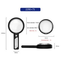 돋보기 TOPOPTICAL 핸드 헬드 독서 골동품 보석 컬렉션 감정 두 돋보기 더블 LED 램프, 04 2290 75 Charge, 기타 (ae˚) frequ