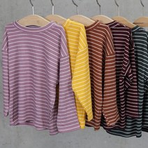 아동 남아 여자 공용 라운드 티셔츠 스트라이프 긴팔