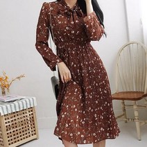 모노위크 샤인 리본 플라워 플리츠원피스