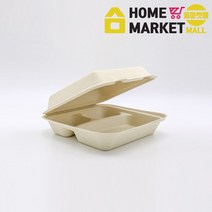 김밥용기 종이 원터치(도시락) B-027-3칸 50개/4줄 원형접시 일회용종이도시락