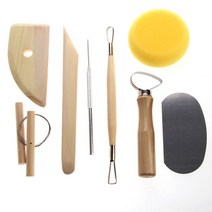 저스트업 도자기 도예 공구 8피스 클레이 세라믹 성형 도구 나무 칼 조각 키트 왁스, [01] 8PCS
