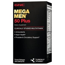 GNC 지엔시 메가맨 50플러스 120정 MEGA MEN 50 PLUS 120 Capsules, 단품, 130g, 1개