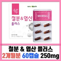 내츄럴가이아 철분 & 엽산 플러스, 1박스, 60캡슐