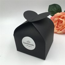 수납 박스10 개/몫 크래프트 종이 상자 판지 브라운/블랙 무료 스티커 수제 큰 크기 컨테이너 심장 씰링 케, 02 black_01 8x8x5.5cm