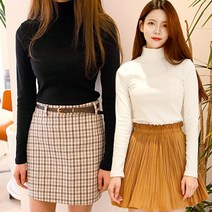 티데일리 여성용 스판 목폴라 소프트 긴팔 티셔츠 이너 목티 2장세트