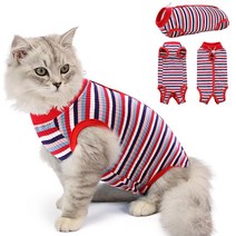 SUNFURA Spay용 고양이 회복 수트 복부 상처를 위한 고양이 수술 회복 수트 수술 후 핥기 방지 고양이 E-칼라 피부 질환용 대체품 멀티 퍼플 S, L_Multi-Red, Multi-Red_L