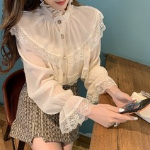 [리즈무드] 잔주름 러플 버튼 블라우스
