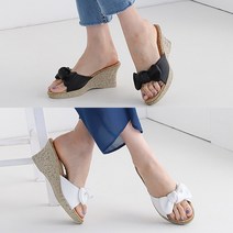 벨루치슈즈 여성 꼬임 왕리본 키높이 7cm 통굽 웨지힐슬리퍼 주문폭주 사무실슬리퍼 국내제작