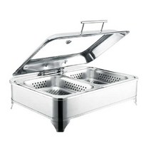 보온 채핑 접시 사각 밧드 반찬통 뷔페 구내식당 매점, 직사각형 유압식 3격실 13.5리터/플러그인 난방(온도