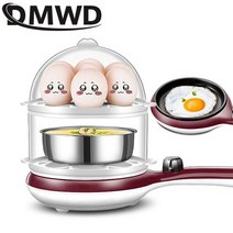 DMWD 다기능 미니 전기 계란 오믈렛 쿠커 비 스틱 프라이팬 보일러 스테이크 아침 팬케, Red 1 Layer