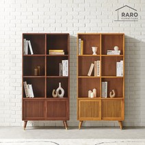 라로퍼니처 포르테 고무나무 원목 책장 오픈형 슬라이딩 도어형, 4단, 내추럴