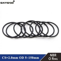 오링 10/50pcs 블랙 O 링 CS 2mm OD 5mm ~ 150mm NBR 자동차 니트릴 고무 라운드 O 형 부식 오일 방지 씰 와셔, OD 17mm ID 13mm, 50Pcs, 50Pcs_CS 2mm