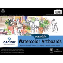 Canson 아티스트 시리즈 Plein Air 수채화 종이 접이식 아트 보드 20.3 x 25.4cm(8 x 10인치) 10장 - 성, 02 9