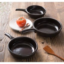 국산 직화가능 내열 구이팬 감바스 두부김치 수육 보온접시 손잡이 도자기 팬, 중