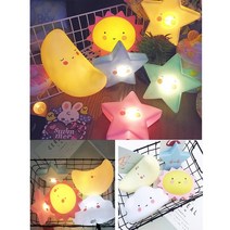 프리스 해 별 달 구름 공룡 유니콘 LED 무드등 수면등 수유등 귀여운모양, 별-화이트