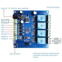 RS485 ModbusRTU 릴레이 모듈 스위치 컨트롤러 12V 1CH TTL 통신 AT 명령 제어, 01 12V 24V 4CH