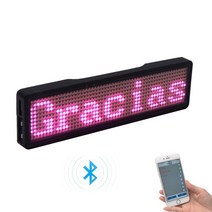 LED 광고판 전광판 차량 휴대용 미니 간판 디지털 디스플레이 DIY 프로그래밍 가능한 스크롤 메시지 보드블루투스 앱 제어 이름 배지 모듈 가격표 USB 충 813EA 2, 02 pink 5 letters