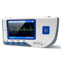 포터블모니터 미니모니터 소형 디지털 스마트 태블릿 사이니지 휴대용 핸드 헬드 ECG 24 시간 연속 심장 파형 감지기 모니터 가정용 모니터링 장치 W/케이블 패드 컬러 스크린, [02] BLUE