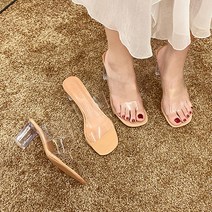 [제이쁘다]3023(1) 여름신상 PVC 투명 스트랩 뮬 슬리퍼 힐 7센치 9센치