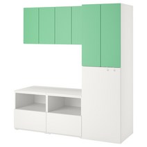 이케아 스모스타드 수납콤비네이션 - 화이트 그린/with pull-out 180x57x196 cm