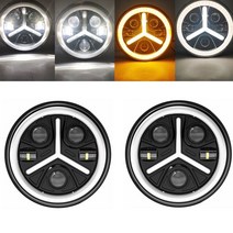 JINUS 지프 랭글러 튜닝 호환 2X 러닝 라이트 75W 자동차 Led 7 인치 액세서리 천사 눈 H4 헤드 Lada Niva 4X4 Uaz 브론토 헌터 허머 할리, [16] 80W Headlight Black