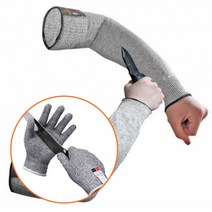 HDPE 베임방지 안전 팔 토시+작업용 철 장갑, L:롱 1P