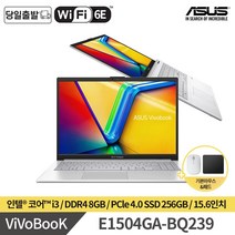 ASUS 비보북 E1504GA-BQ239 23년 신제품 15인치 가성비노트북 인텔 i3/램 8GB/NVMe 256GB 사무용/인강용, Free DOS, 8GB, 코어i3, 쿨 실버
