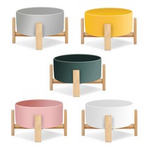 강아지 밥그릇 고양이 물그릇 애견 식기 세라믹 도자기 높이 식탁, 싱글, 그린