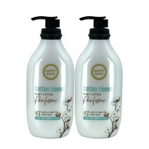 해피바스 데일리 퍼퓸 코튼플라워 바디로션, 450ml, 2개