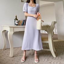 코코블랑 스퀘어넥 퍼프 롱원피스