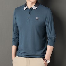 KAQIA 긴팔티 남성 캐주얼 루즈핏 카라티 비즈니스 긴팔티셔츠 tm2174