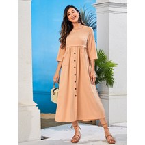 듀얼 포켓 버튼 프론트 드레스..