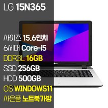 LG 사무용 노트북 15N365 15.6인치 인텔 6세대 Core-i5 RAM 16GB SSD 탑재 윈도우11Pro 설치 노트북 가방증정 중고 노트북, WIN11 Pro, 756GB, 코어i5, 실버