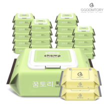 꿈토리 [꿈토리물티슈] 아기물티슈 뉴 가득찬 챔프 캡형 55gsm 100매 20팩+휴대용2팩, 1