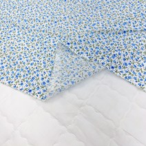 꾸미지오) 잔꽃나염 국내생산 인견(레이온) 3컬러 크레이프 60수 아사 덤블워싱 원단 천연 냉장고천, 블루