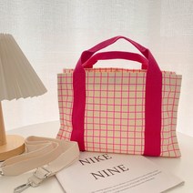 허니베베스홈 체크 캔버스토트백 여성 가방 텀블러백 숄더 크로스 미니백