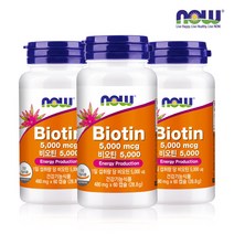 [한국공식총판] 나우푸드 비오틴 5000mcg 60캡슐 3병 (6개월분), 60정, 3개